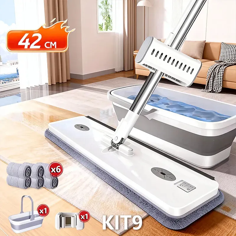 Kit de Limpeza 9 Peças NOVOLUX — Mop + Balde Dobrável