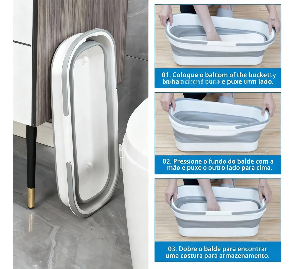 Kit de Limpeza 9 Peças NOVOLUX — Mop + Balde Dobrável