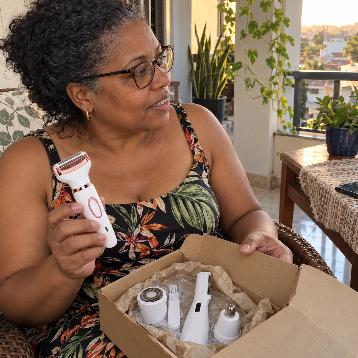 Cliente NOVOLUX usando o produto em casa