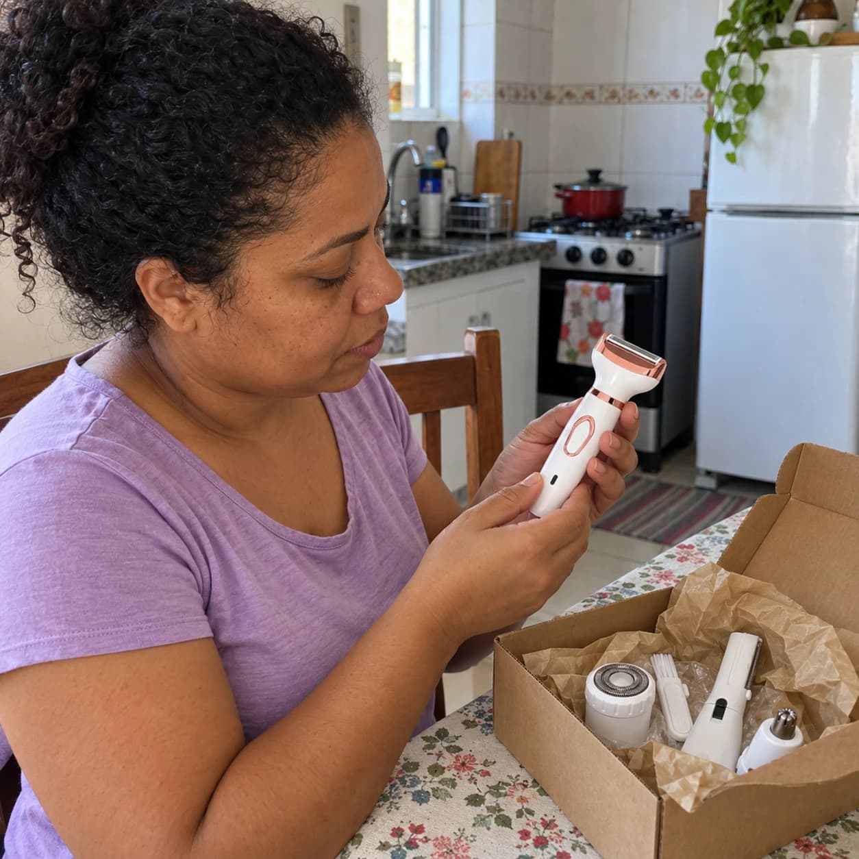 Cliente NOVOLUX usando o produto em casa
